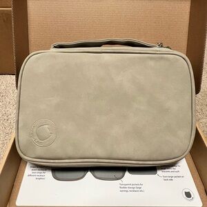 Travel Jewelry Organizer, Faux Suede Clutch Bag,  Grey